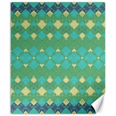 Boho Green Blue Checkered Canvas 20  X 24  by SpinnyChairDesigns