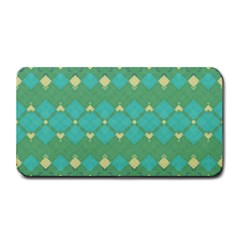 Boho Green Blue Checkered Medium Bar Mats by SpinnyChairDesigns