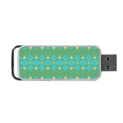 Boho Green Blue Checkered Portable Usb Flash (two Sides) by SpinnyChairDesigns