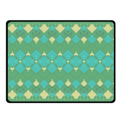 Boho Green Blue Checkered Double Sided Fleece Blanket (small)  by SpinnyChairDesigns