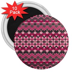 Boho Pink Grey  3  Magnets (10 Pack)  by SpinnyChairDesigns