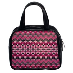 Boho Pink Grey  Classic Handbag (two Sides) by SpinnyChairDesigns