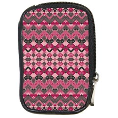 Boho Pink Grey  Compact Camera Leather Case by SpinnyChairDesigns