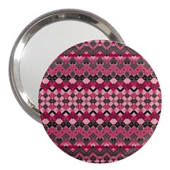 Boho Pink Grey  3  Handbag Mirrors by SpinnyChairDesigns