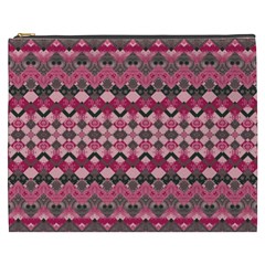 Boho Pink Grey  Cosmetic Bag (xxxl) by SpinnyChairDesigns