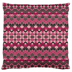 Boho Pink Grey  Large Flano Cushion Case (one Side) by SpinnyChairDesigns