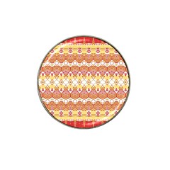 Boho Red Gold White Hat Clip Ball Marker (4 Pack) by SpinnyChairDesigns
