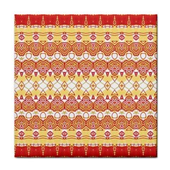 Boho Red Gold White Face Towel by SpinnyChairDesigns