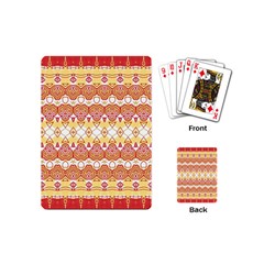 Boho Red Gold White Playing Cards Single Design (mini) by SpinnyChairDesigns