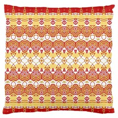 Boho Red Gold White Standard Flano Cushion Case (one Side) by SpinnyChairDesigns