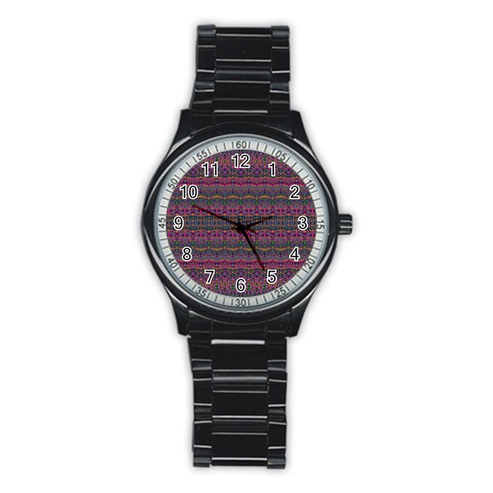 Boho Pink Mauve Blue Stainless Steel Round Watch