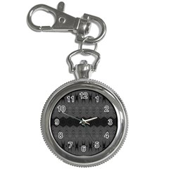 Boho Black Grey Pattern Key Chain Watches by SpinnyChairDesigns