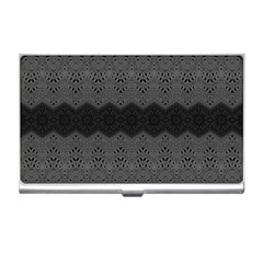 Boho Black Grey Pattern Business Card Holder by SpinnyChairDesigns