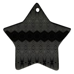 Boho Black Grey Pattern Star Ornament (two Sides) by SpinnyChairDesigns