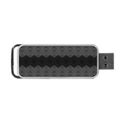Boho Black Grey Pattern Portable Usb Flash (two Sides) by SpinnyChairDesigns