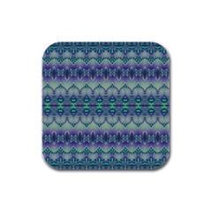 Boho Purple Teal Rubber Square Coaster (4 Pack)  by SpinnyChairDesigns