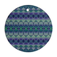 Boho Purple Teal Round Ornament (two Sides) by SpinnyChairDesigns