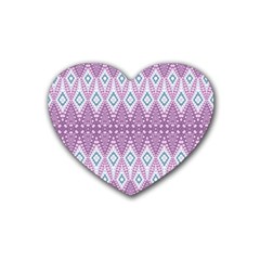 Boho Violet Purple Rubber Coaster (heart)  by SpinnyChairDesigns