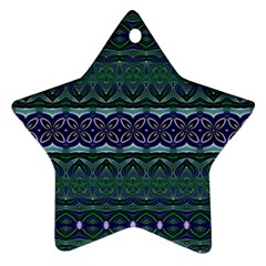 Boho Blue Green  Ornament (star) by SpinnyChairDesigns