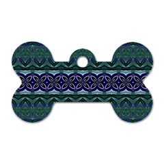 Boho Blue Green  Dog Tag Bone (two Sides) by SpinnyChairDesigns