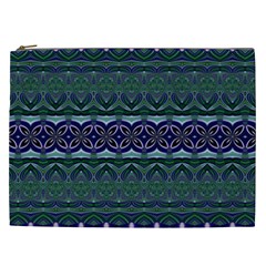 Boho Blue Green  Cosmetic Bag (xxl) by SpinnyChairDesigns