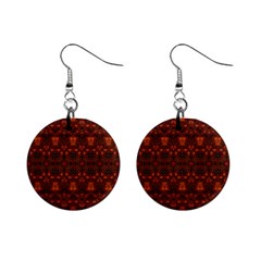 Boho Dark Red Floral Mini Button Earrings by SpinnyChairDesigns