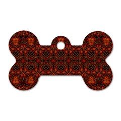 Boho Dark Red Floral Dog Tag Bone (one Side) by SpinnyChairDesigns