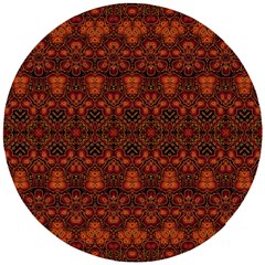 Boho Dark Red Floral Wooden Puzzle Round by SpinnyChairDesigns