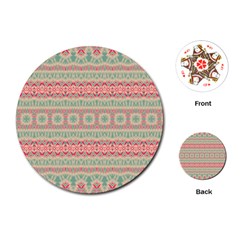 Boho Teal Pink Playing Cards Single Design (round) by SpinnyChairDesigns
