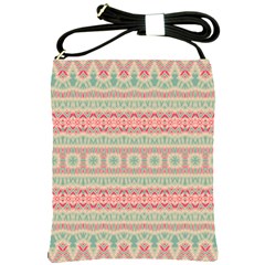 Boho Teal Pink Shoulder Sling Bag by SpinnyChairDesigns