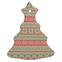 Boho Teal Pink Christmas Tree Ornament (two Sides) by SpinnyChairDesigns