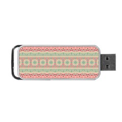 Boho Teal Pink Portable Usb Flash (one Side) by SpinnyChairDesigns