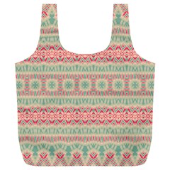 Boho Teal Pink Full Print Recycle Bag (xl) by SpinnyChairDesigns