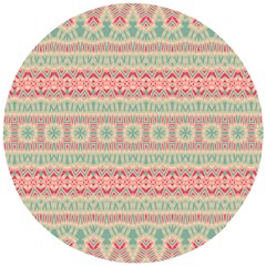 Boho Teal Pink Wooden Puzzle Round by SpinnyChairDesigns