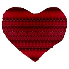 Crimson Red Pattern Large 19  Premium Heart Shape Cushions by SpinnyChairDesigns