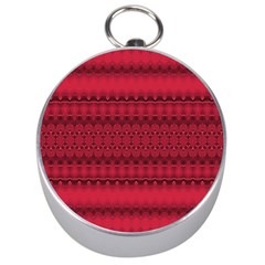 Crimson Red Pattern Silver Compasses by SpinnyChairDesigns