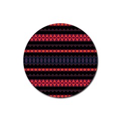 Boho Orange Black Rubber Round Coaster (4 pack) 