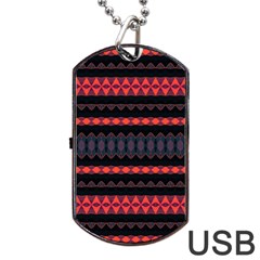 Boho Orange Black Dog Tag USB Flash (Two Sides)
