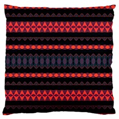 Boho Orange Black Large Flano Cushion Case (Two Sides)