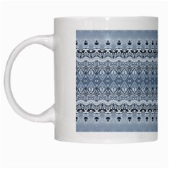 Boho Faded Blue Grey White Mugs by SpinnyChairDesigns