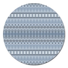 Boho Faded Blue Grey Magnet 5  (round) by SpinnyChairDesigns