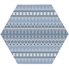 Boho Faded Blue Grey Wooden Puzzle Hexagon by SpinnyChairDesigns