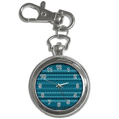 Boho Teal Pattern Key Chain Watches by SpinnyChairDesigns