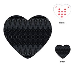 Boho Black And Silver Playing Cards Single Design (heart) by SpinnyChairDesigns