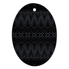 Boho Black And Silver Oval Ornament (two Sides) by SpinnyChairDesigns