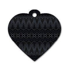 Boho Black And Silver Dog Tag Heart (two Sides) by SpinnyChairDesigns