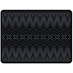 Boho Black And Silver Fleece Blanket (large)  by SpinnyChairDesigns