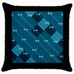 Teal Blue Stripes And Checks Throw Pillow Case (black) by SpinnyChairDesigns