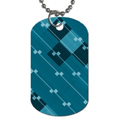 Teal Blue Stripes And Checks Dog Tag (two Sides) by SpinnyChairDesigns