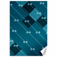 Teal Blue Stripes And Checks Canvas 12  X 18  by SpinnyChairDesigns